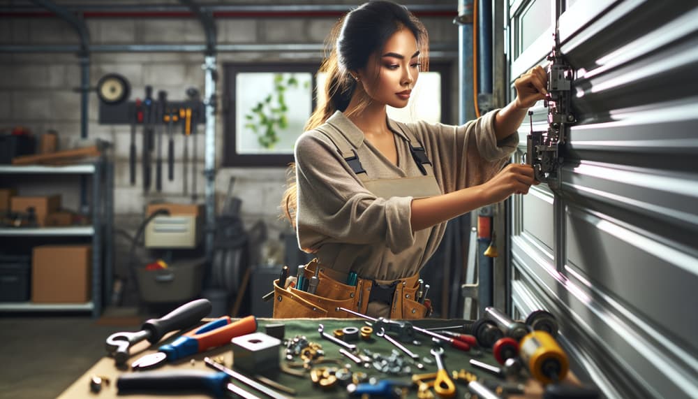 Expert garage door technician at work